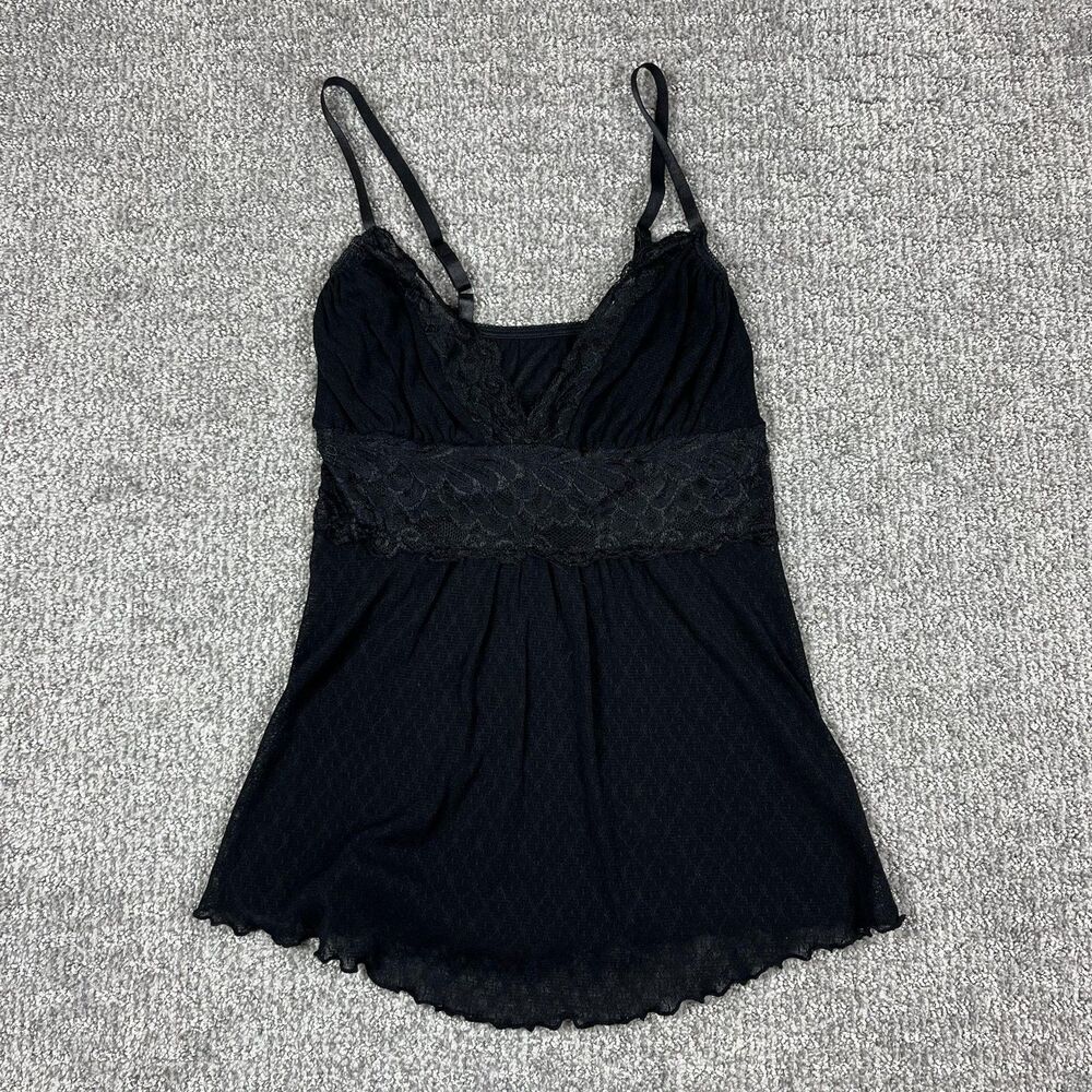 Y2K Risque Babydoll Top Women One Size Black Mesh Lace Sheer Lingerie Whimsigoth
